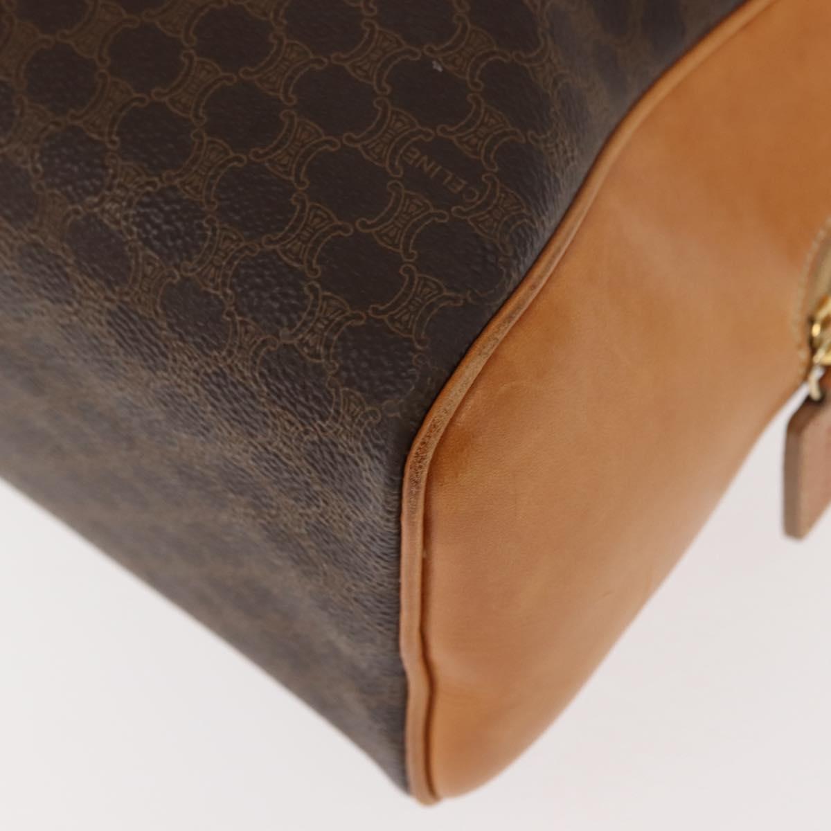 CELINE Macadam Canvas Hand Bag PVC Brown Gold Auth 147897