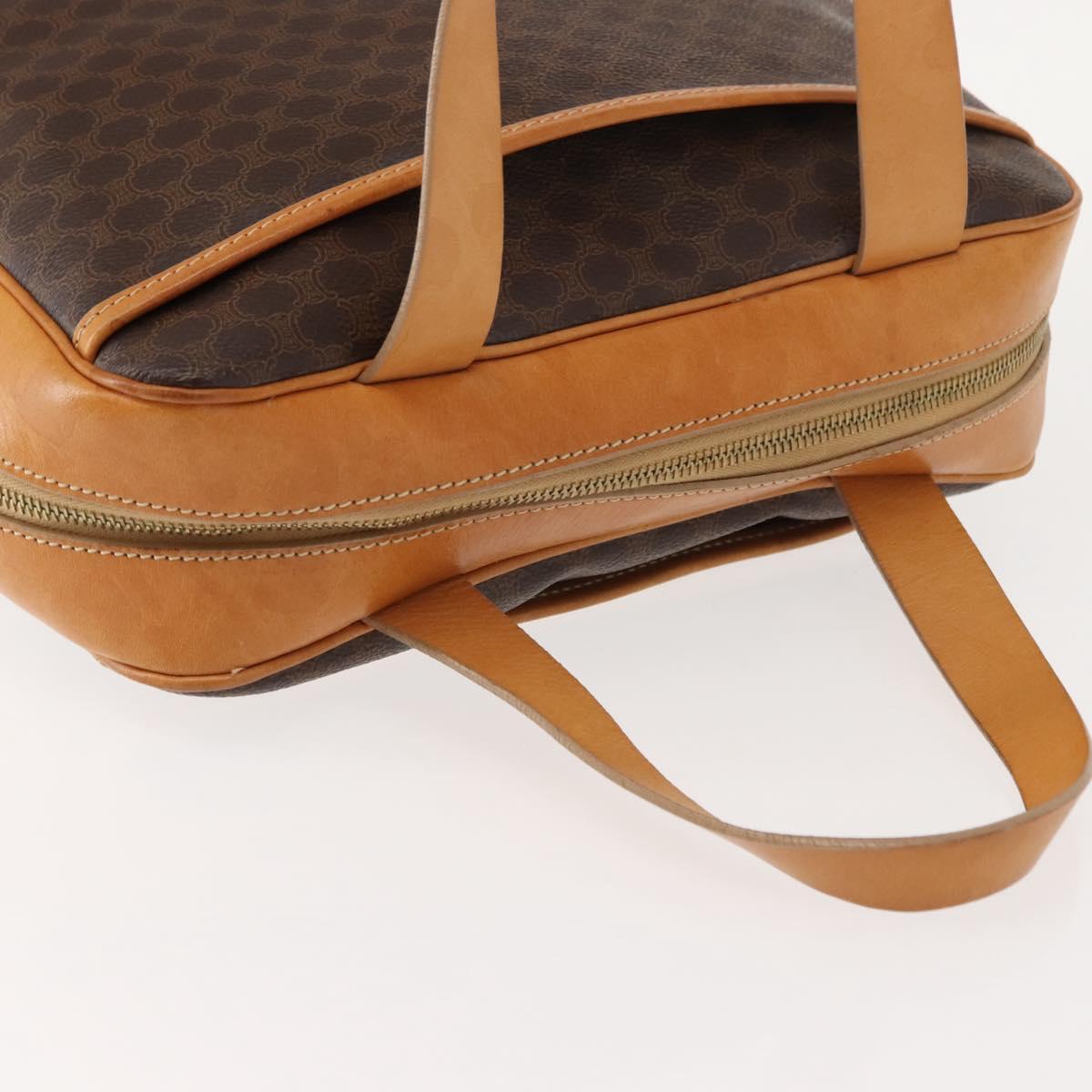 CELINE Macadam Canvas Hand Bag PVC Brown Gold Auth 147897