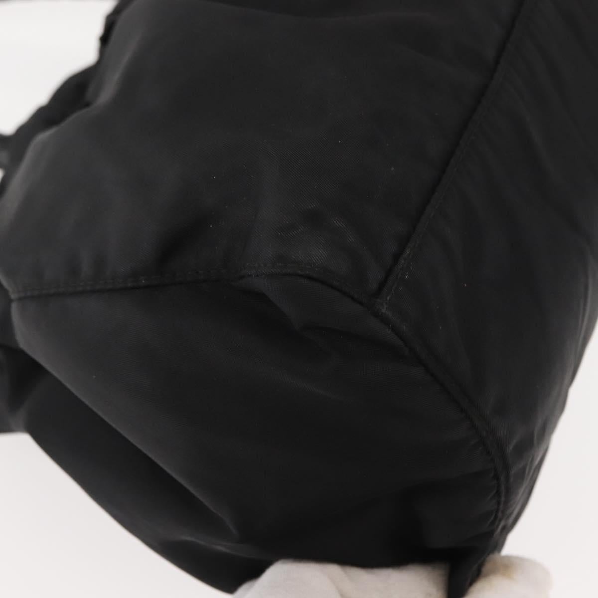 PRADA Hand Bag Nylon Black Silver Auth 147899