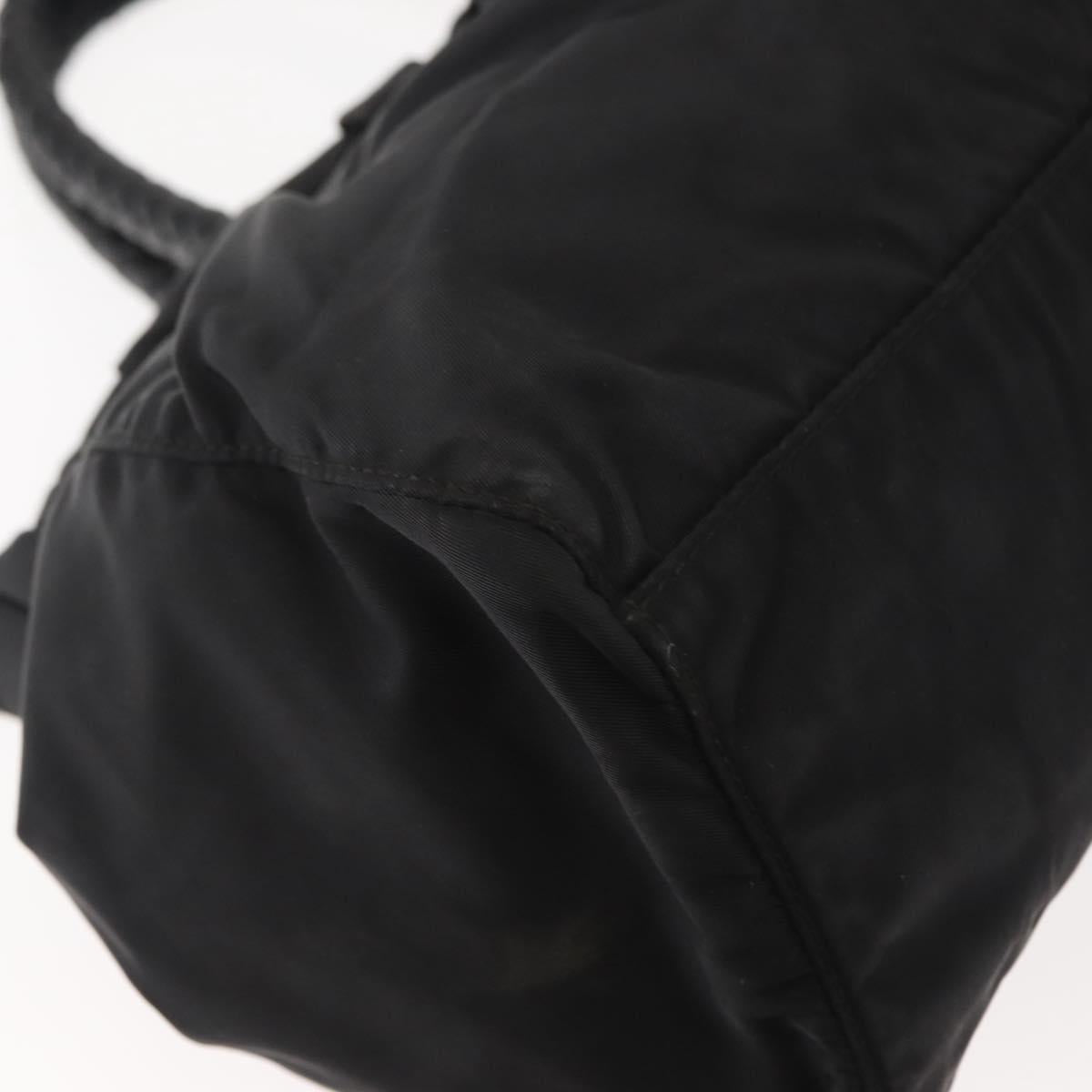 PRADA Hand Bag Nylon Black Silver Auth 147899