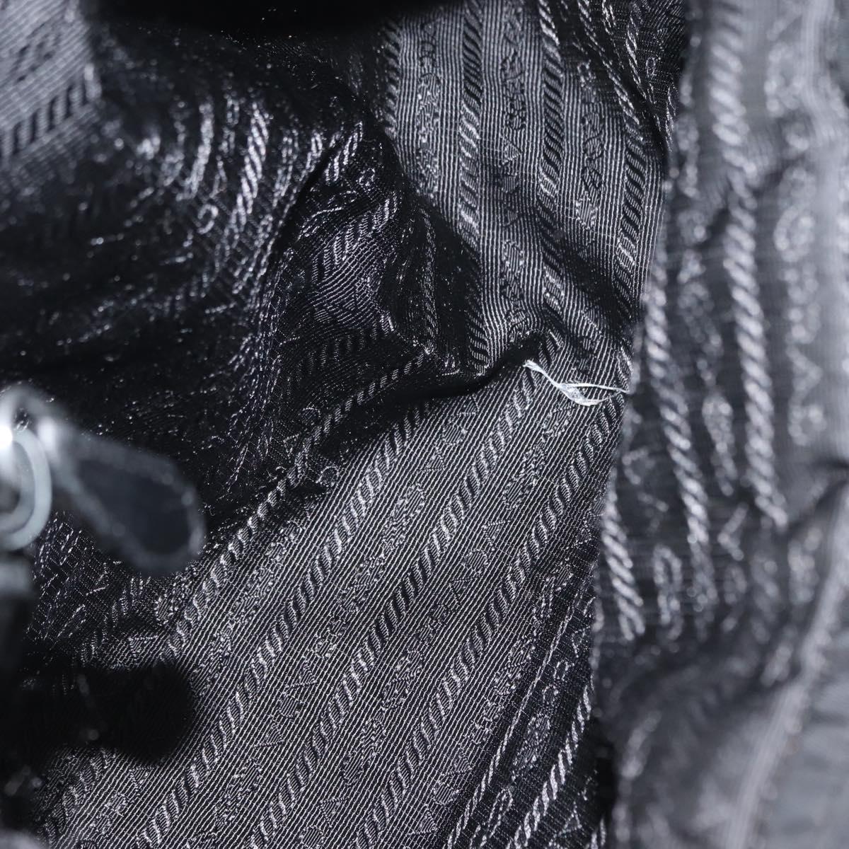 PRADA Hand Bag Nylon Black Silver Auth 147899