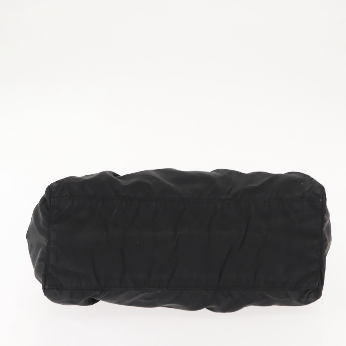 PRADA Hand Bag Nylon Black Silver Auth 147899