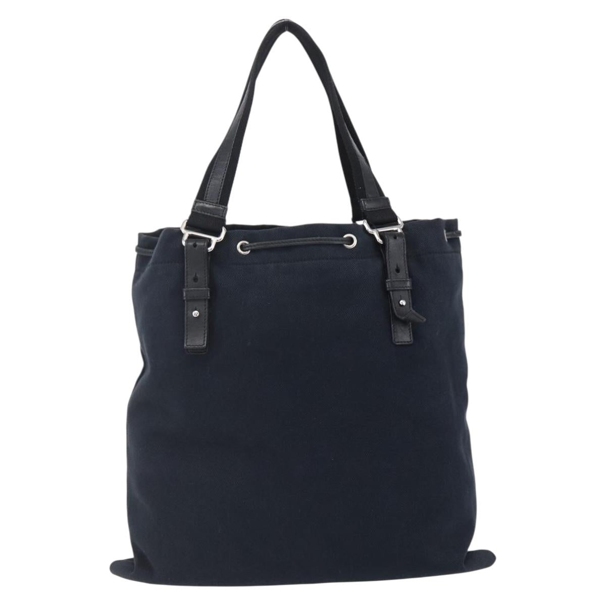 SAINT LAURENT Kahala Tote Bag Canvas Black Silver Auth 147900