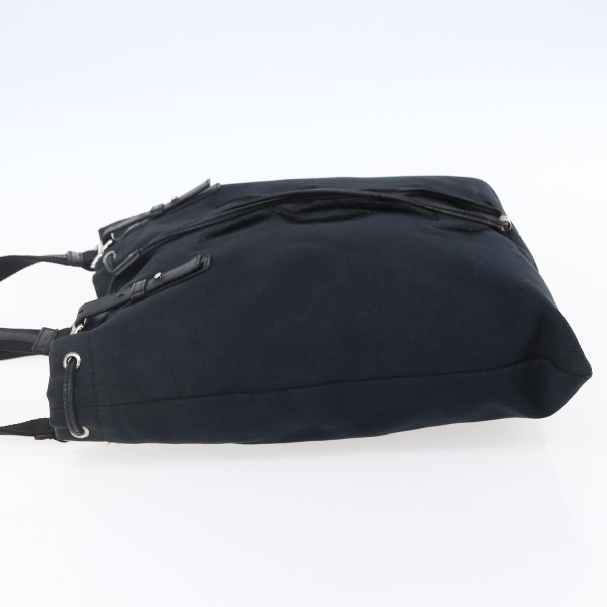 SAINT LAURENT Kahala Tote Bag Canvas Black Silver Auth 147900