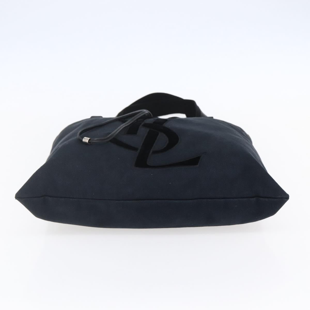 SAINT LAURENT Kahala Tote Bag Canvas Black Silver Auth 147900