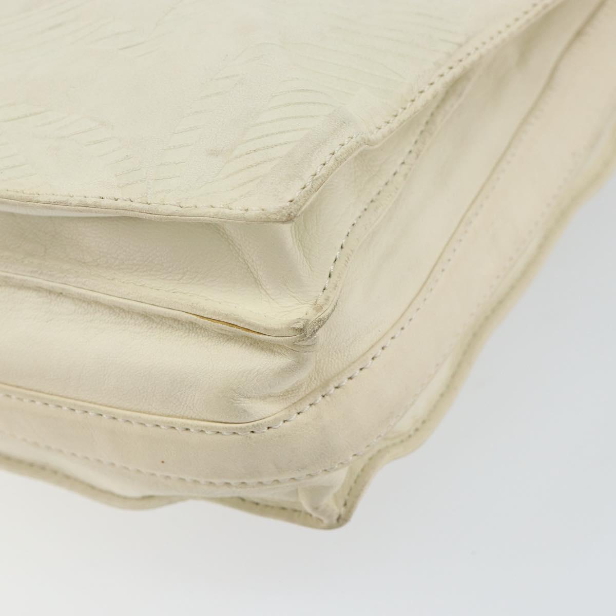 LOEWE Anagram Shoulder Bag Leather White Auth 147902