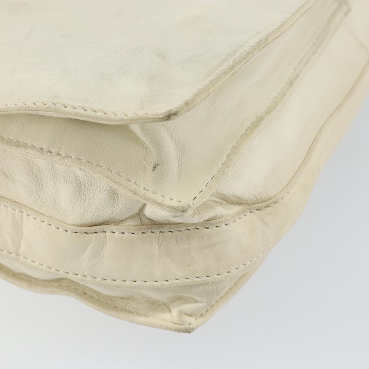 LOEWE Anagram Shoulder Bag Leather White Auth 147902