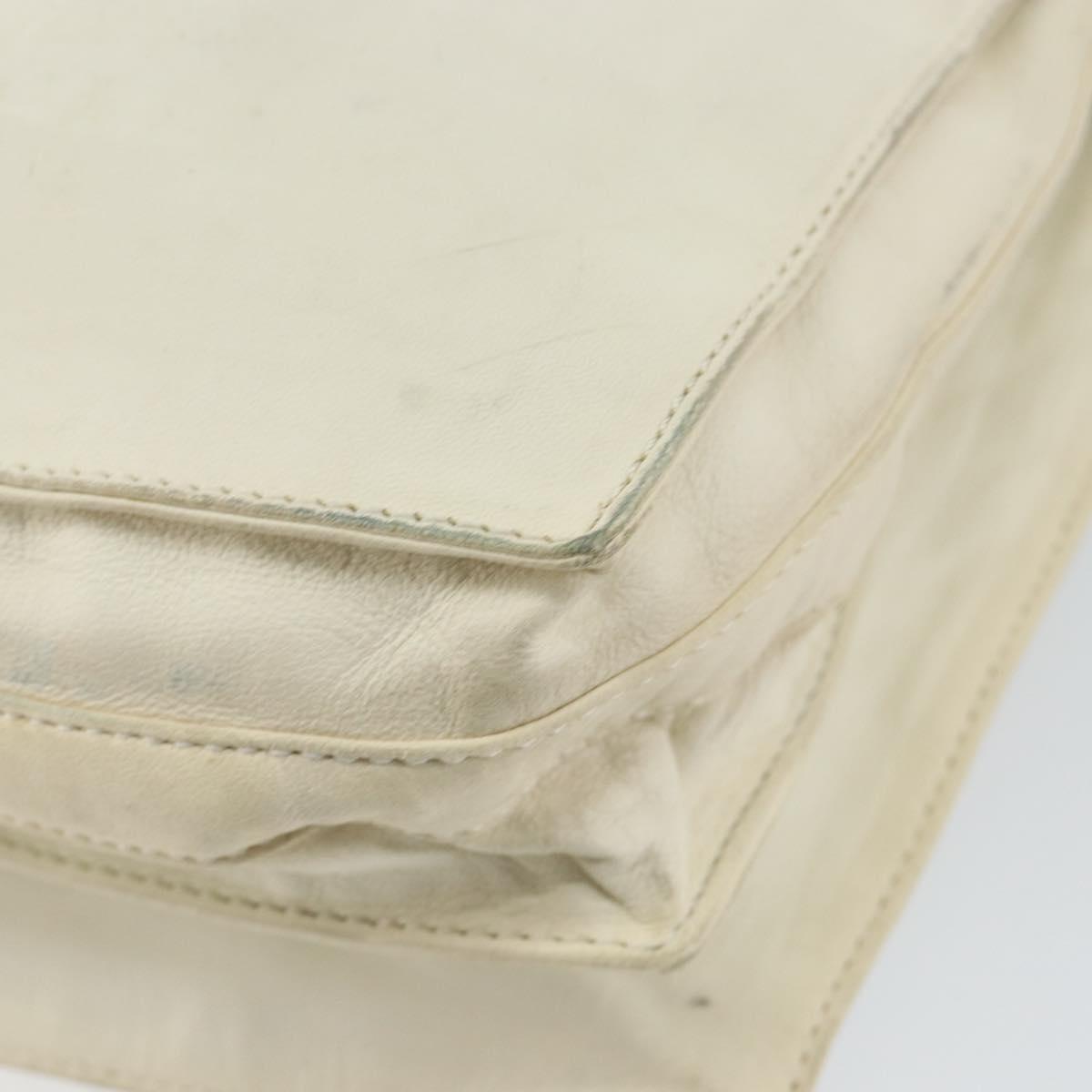 LOEWE Anagram Shoulder Bag Leather White Auth 147902