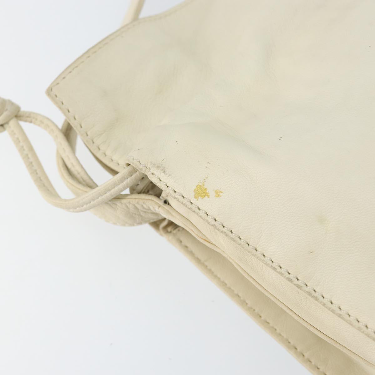 LOEWE Anagram Shoulder Bag Leather White Auth 147902