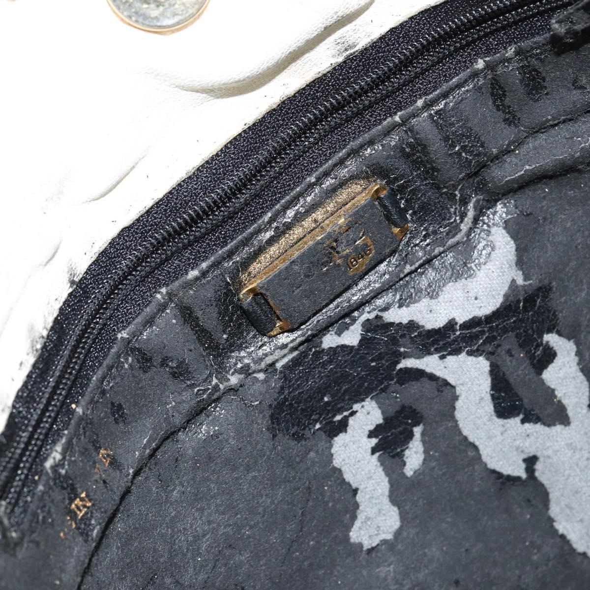 LOEWE Anagram Shoulder Bag Leather White Auth 147902