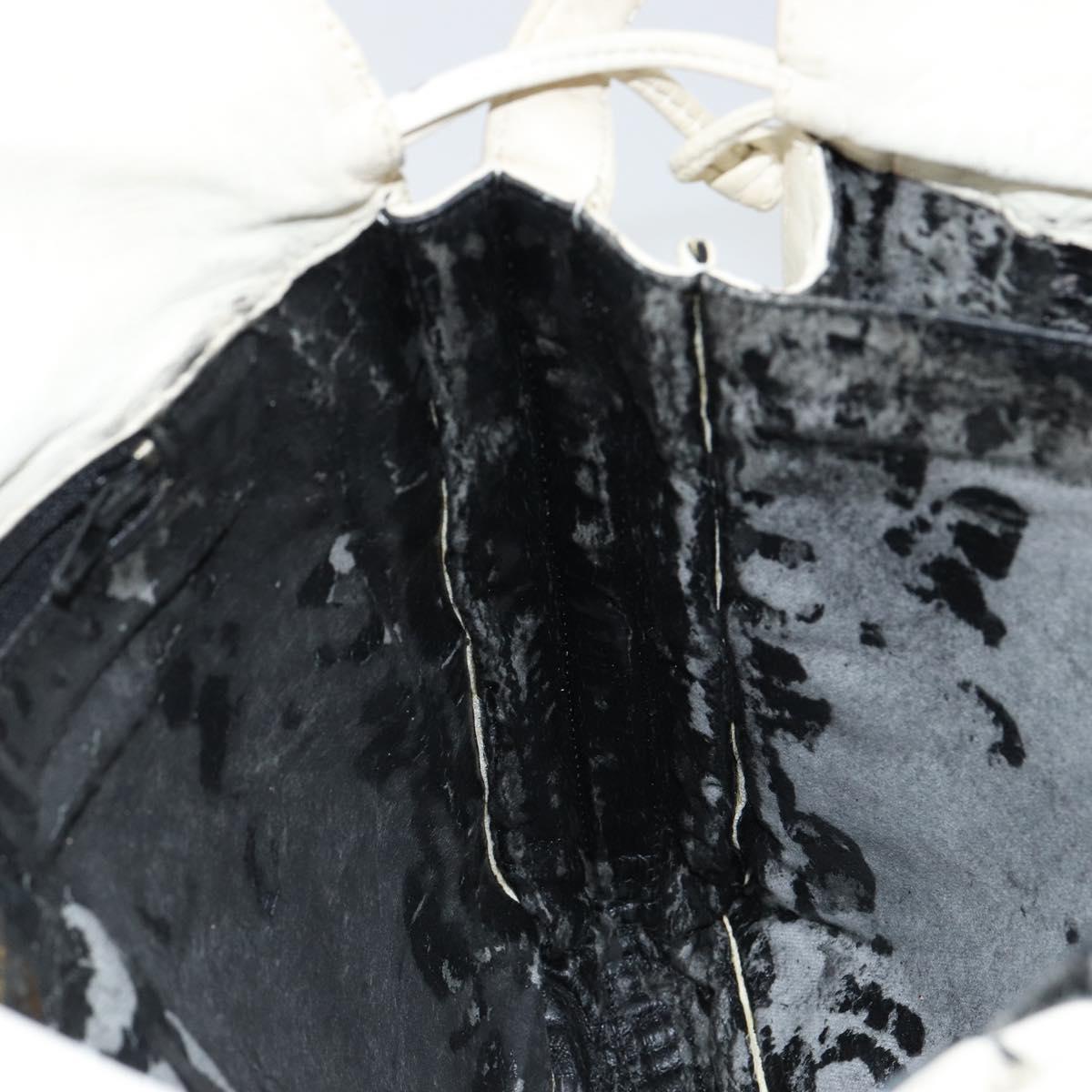 LOEWE Anagram Shoulder Bag Leather White Auth 147902