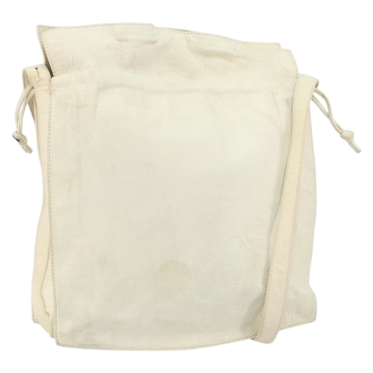 LOEWE Anagram Shoulder Bag Leather White Auth 147902