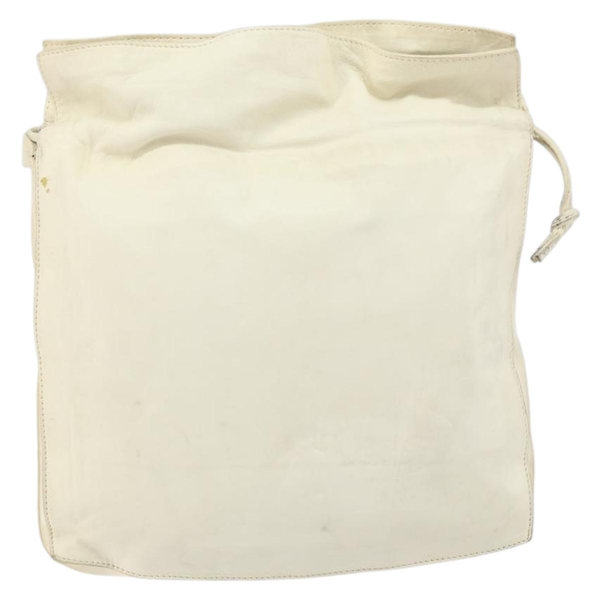 LOEWE Anagram Shoulder Bag Leather White Auth 147902