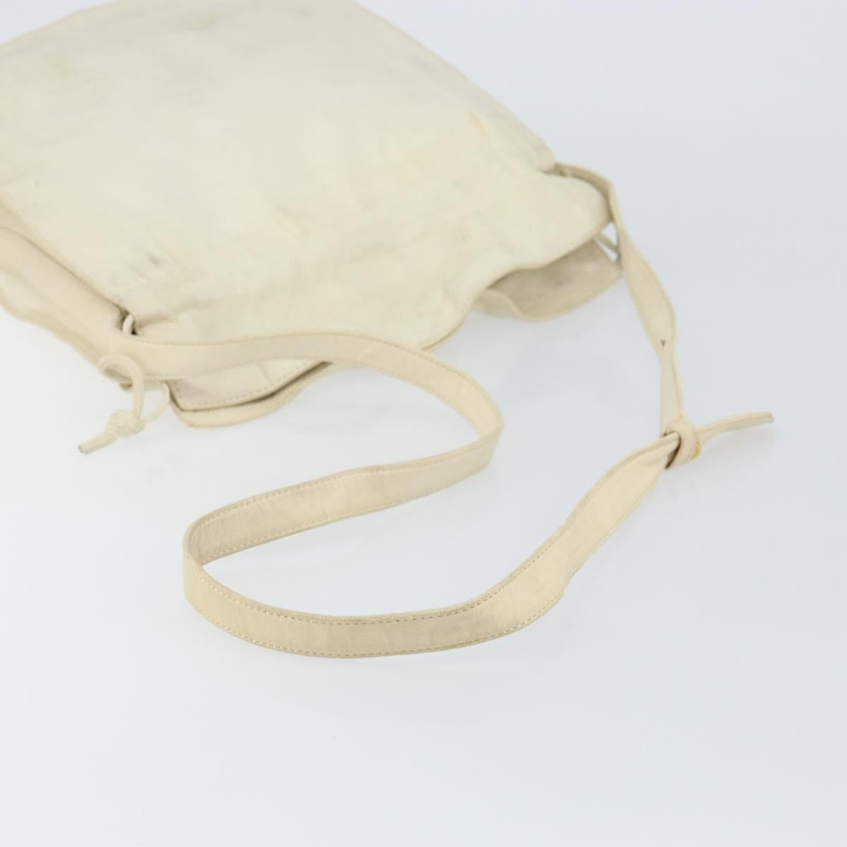 LOEWE Anagram Shoulder Bag Leather White Auth 147902