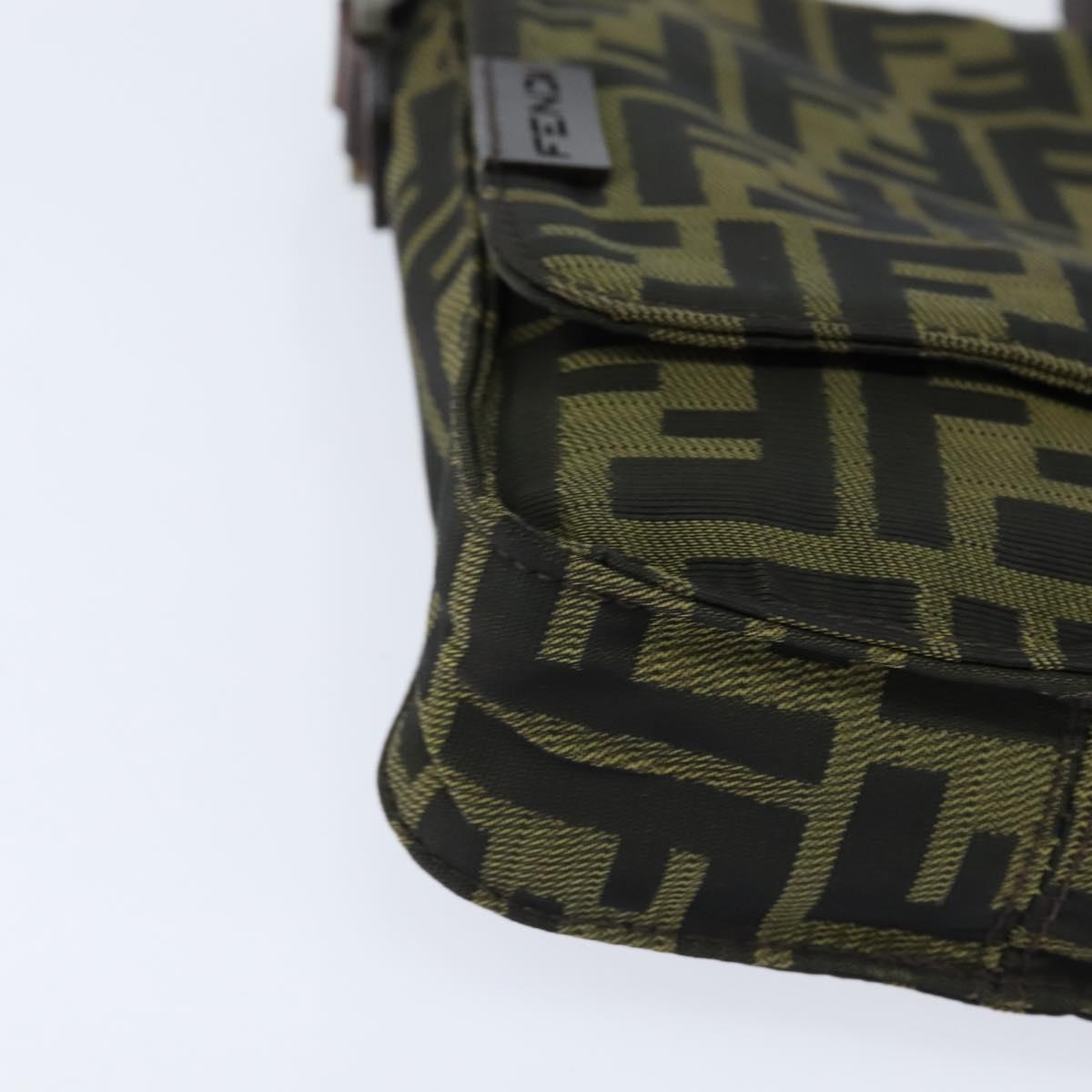 FENDI Zucca Canvas Shoulder Bag Brown Black Auth 147906