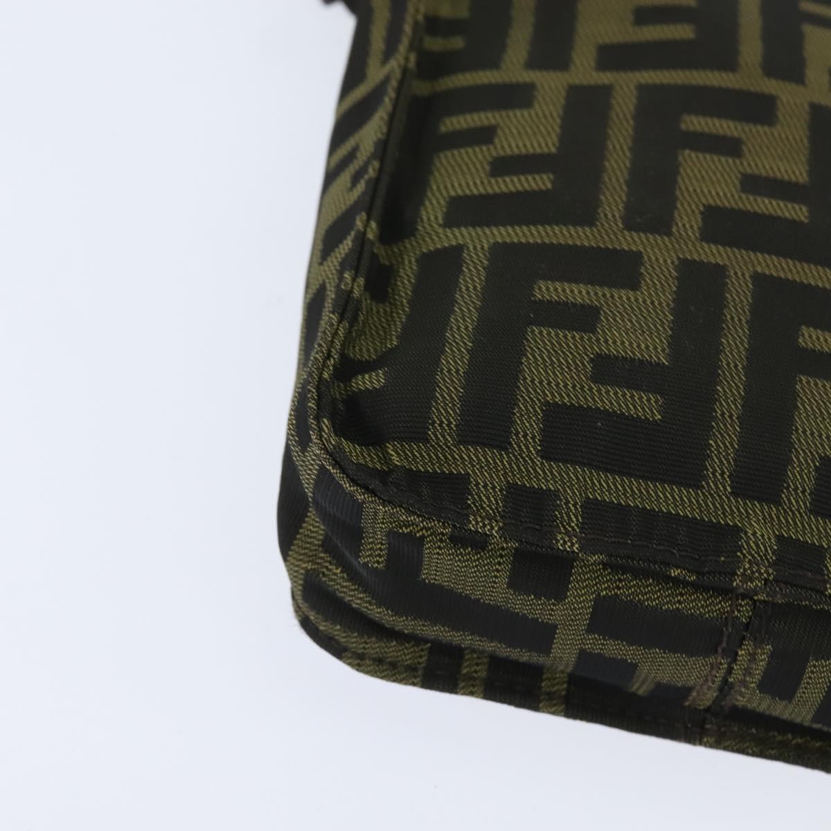 FENDI Zucca Canvas Shoulder Bag Brown Black Auth 147906