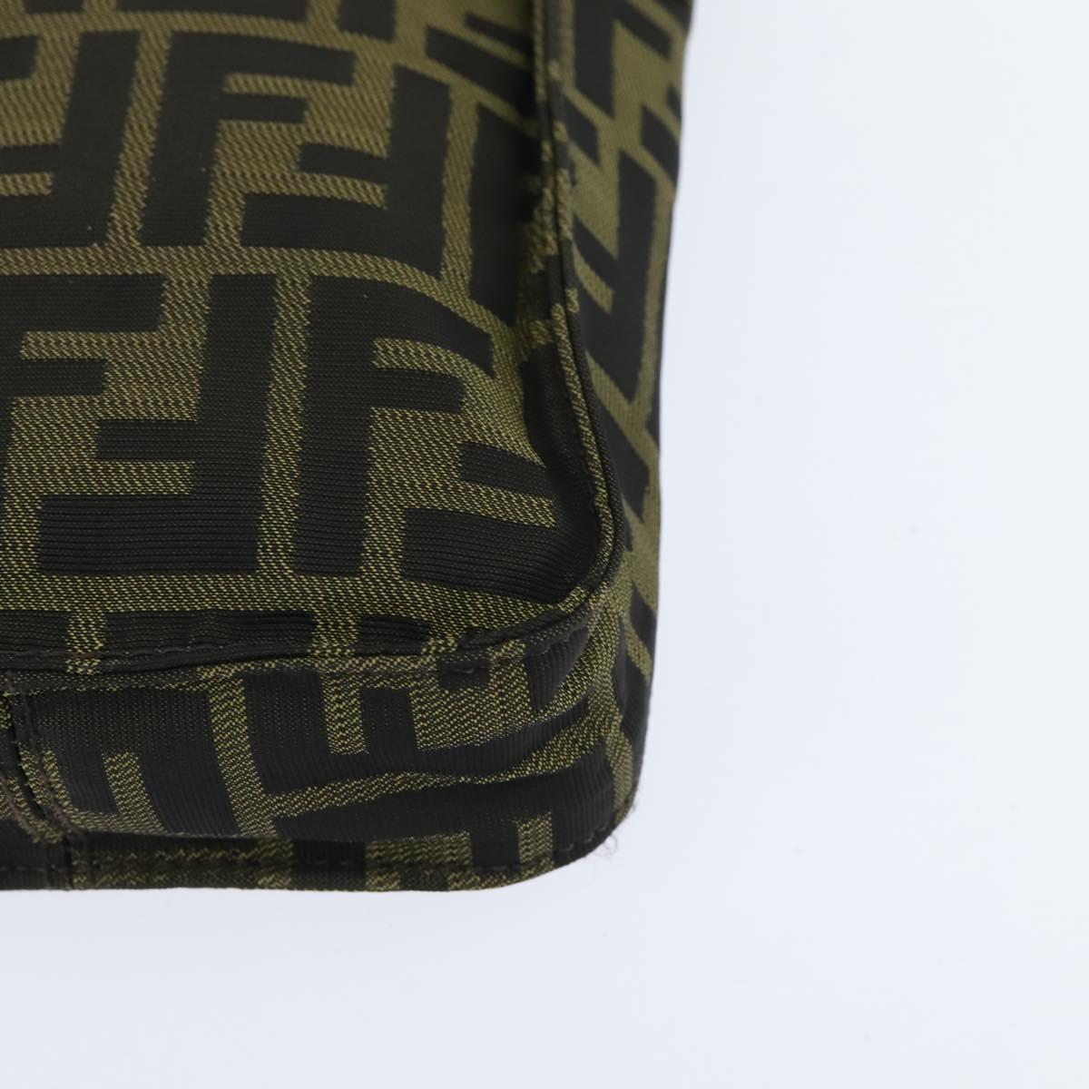 FENDI Zucca Canvas Shoulder Bag Brown Black Auth 147906