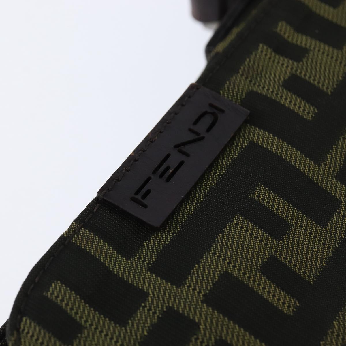 FENDI Zucca Canvas Shoulder Bag Brown Black Auth 147906