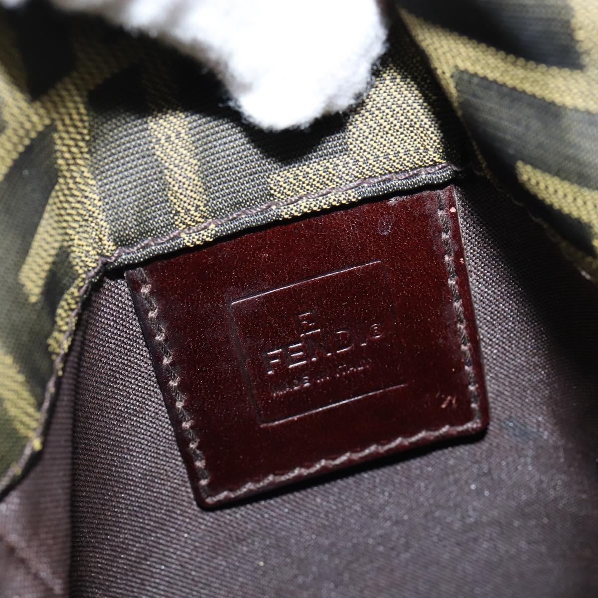 FENDI Zucca Canvas Shoulder Bag Brown Black Auth 147906