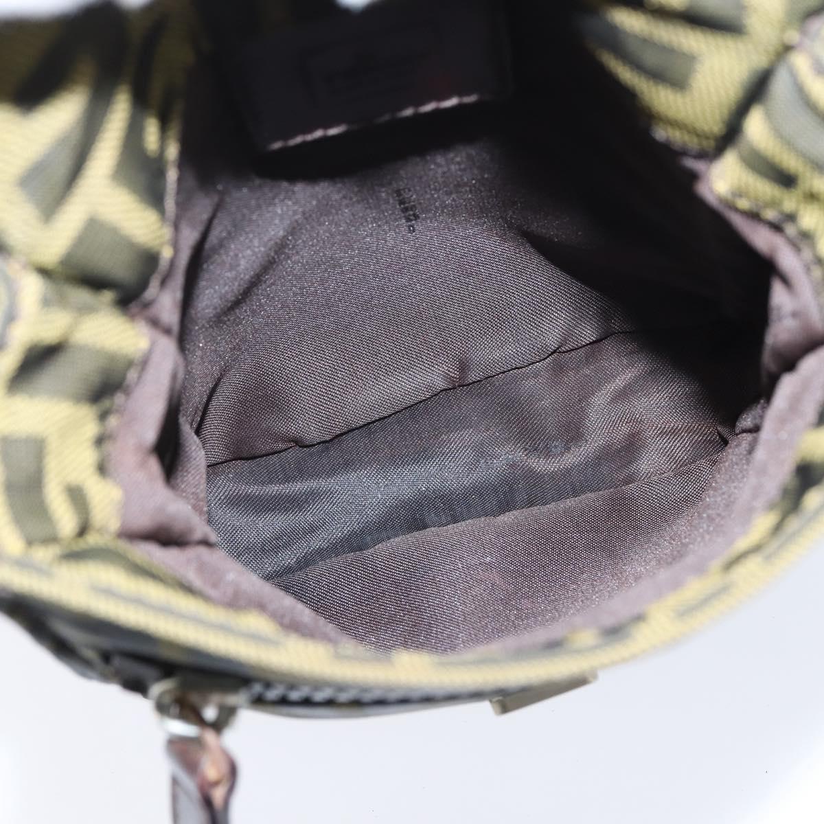 FENDI Zucca Canvas Shoulder Bag Brown Black Auth 147906