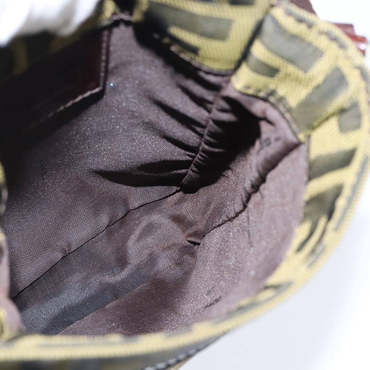 FENDI Zucca Canvas Shoulder Bag Brown Black Auth 147906