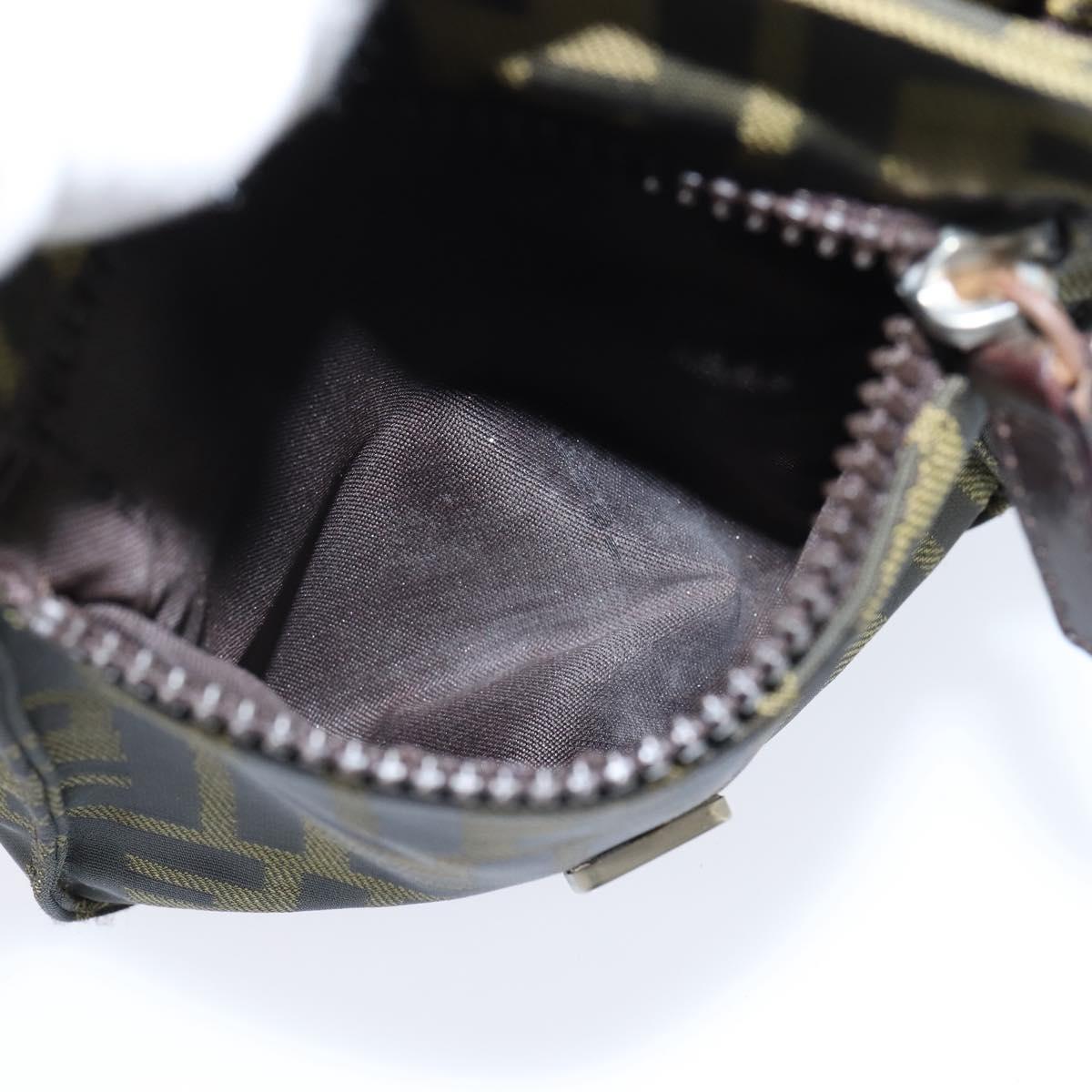 FENDI Zucca Canvas Shoulder Bag Brown Black Auth 147906