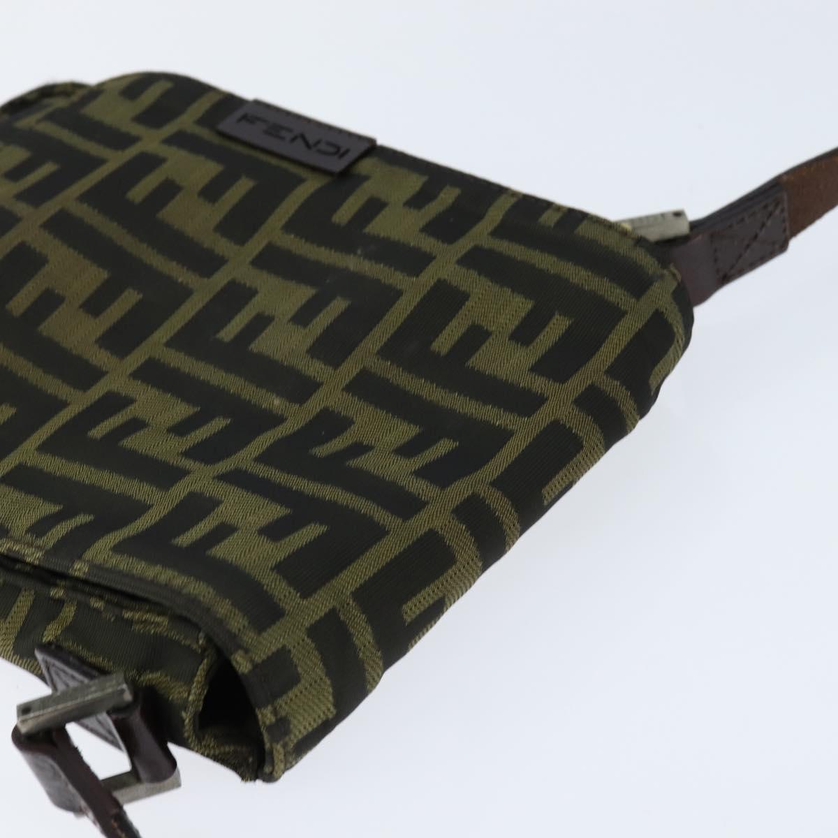 FENDI Zucca Canvas Shoulder Bag Brown Black Auth 147906