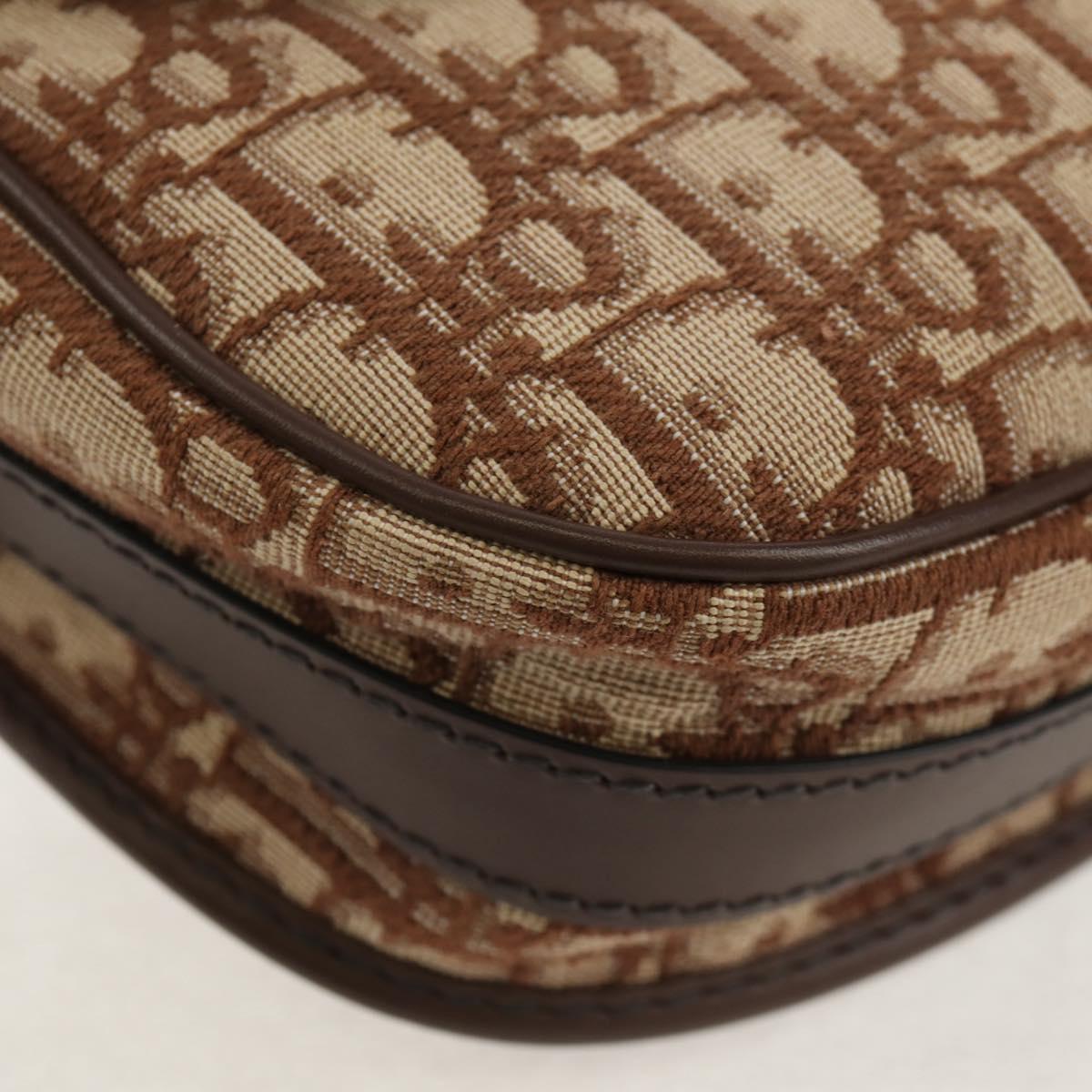 Christian Dior Trotter Canvas Bobby Shoulder Bag Brown Gold Auth 147910M