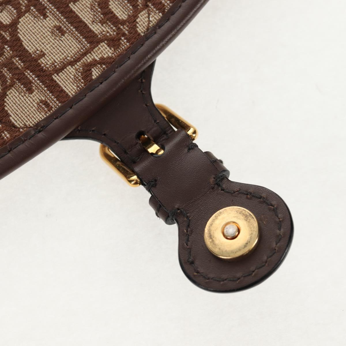 Christian Dior Trotter Canvas Bobby Shoulder Bag Brown Gold Auth 147910M