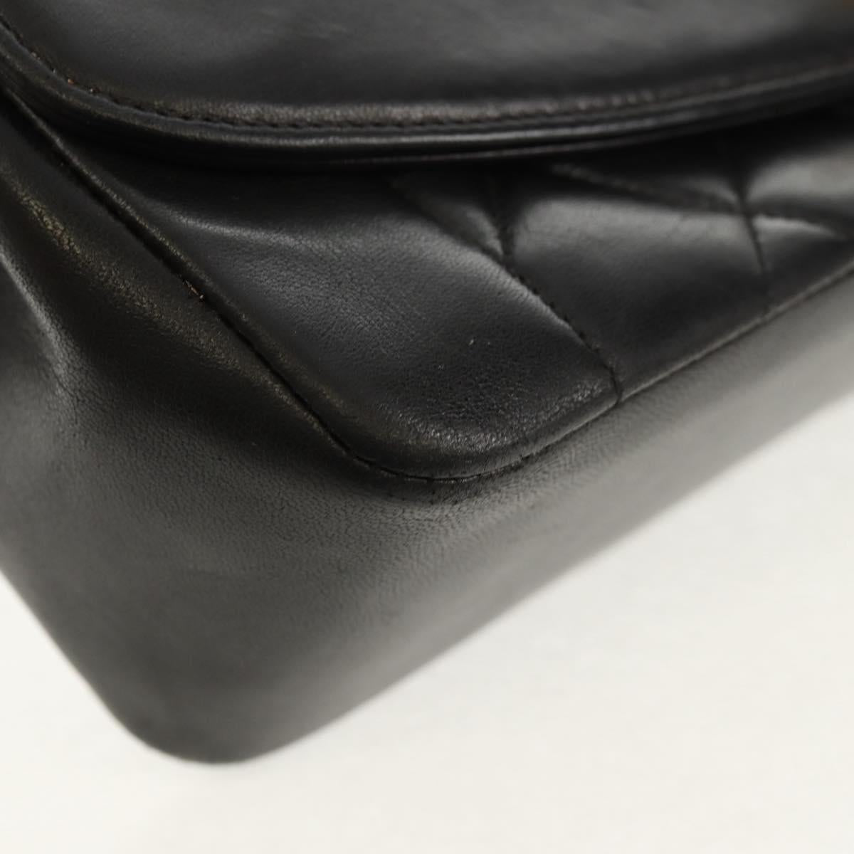 CHANEL Matelasse Chain Diana Shoulder Bag Lamb Skin Black Gold CC Auth 147913V