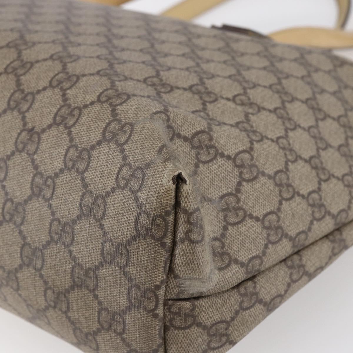 GUCCI GG Supreme Tote Bag PVC Beige Silver 211137 Auth 147938
