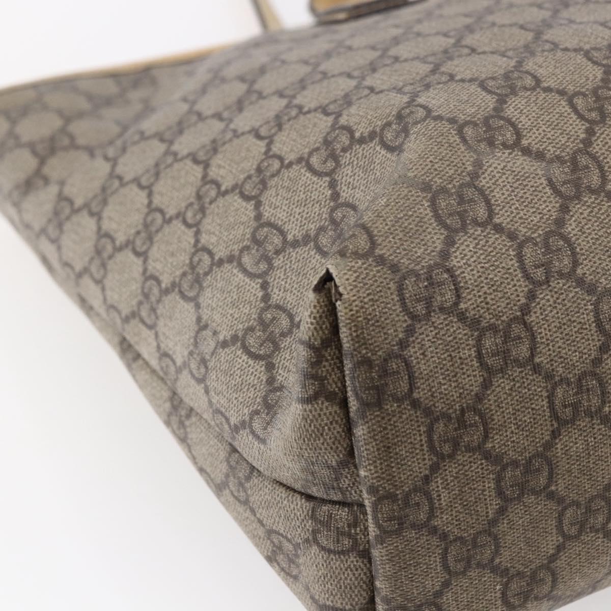 GUCCI GG Supreme Tote Bag PVC Beige Silver 211137 Auth 147938