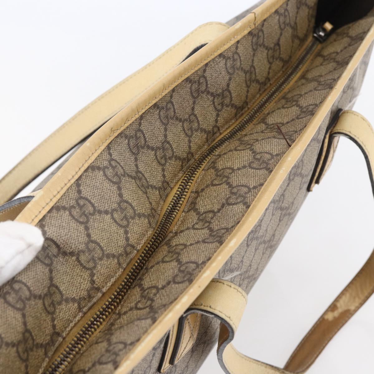 GUCCI GG Supreme Tote Bag PVC Beige Silver 211137 Auth 147938