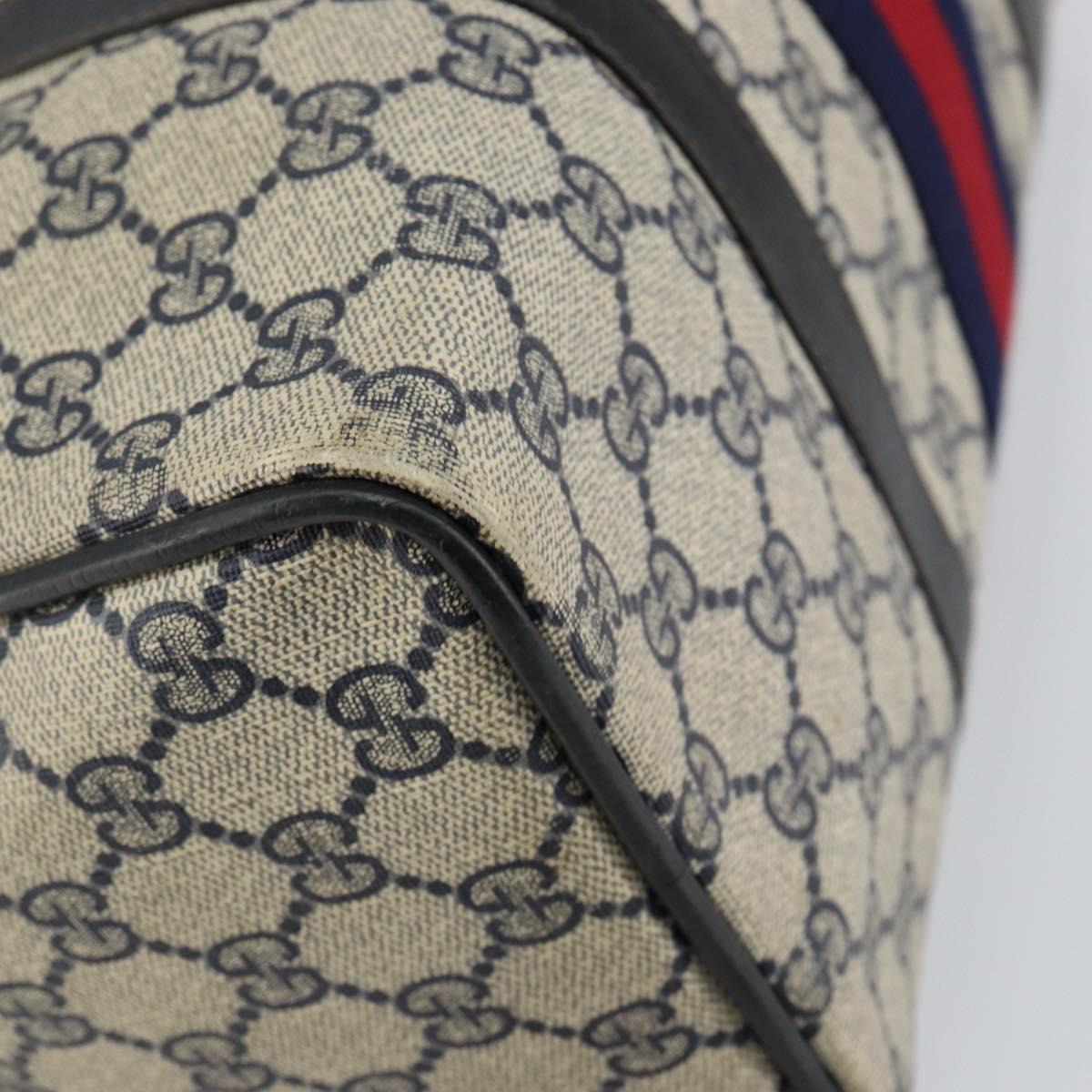 GUCCI GG Supreme Sherry Line Boston Bag PVC Navy Gold 012 3842 33 39 Auth 147940