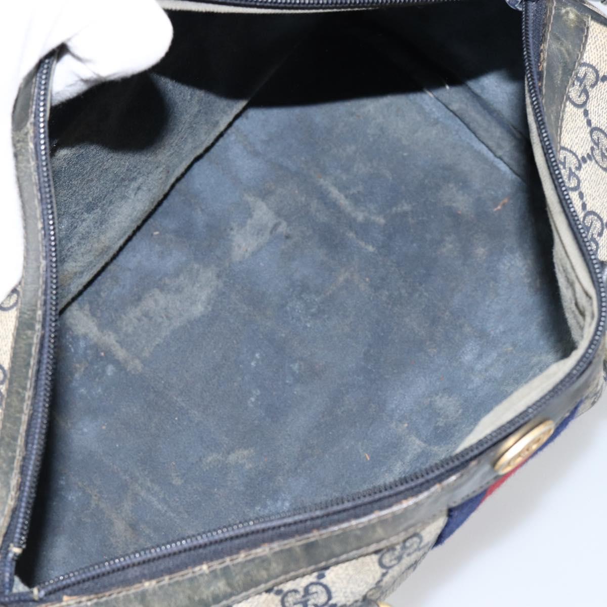 GUCCI GG Supreme Sherry Line Boston Bag PVC Navy Gold 012 3842 33 39 Auth 147940