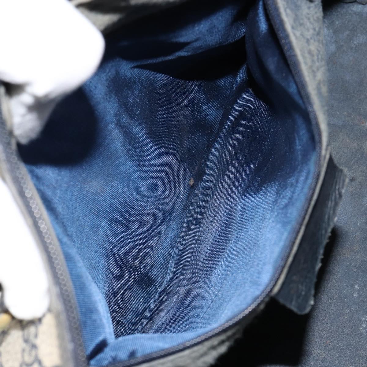 GUCCI GG Supreme Sherry Line Boston Bag PVC Navy Gold 012 3842 33 39 Auth 147940