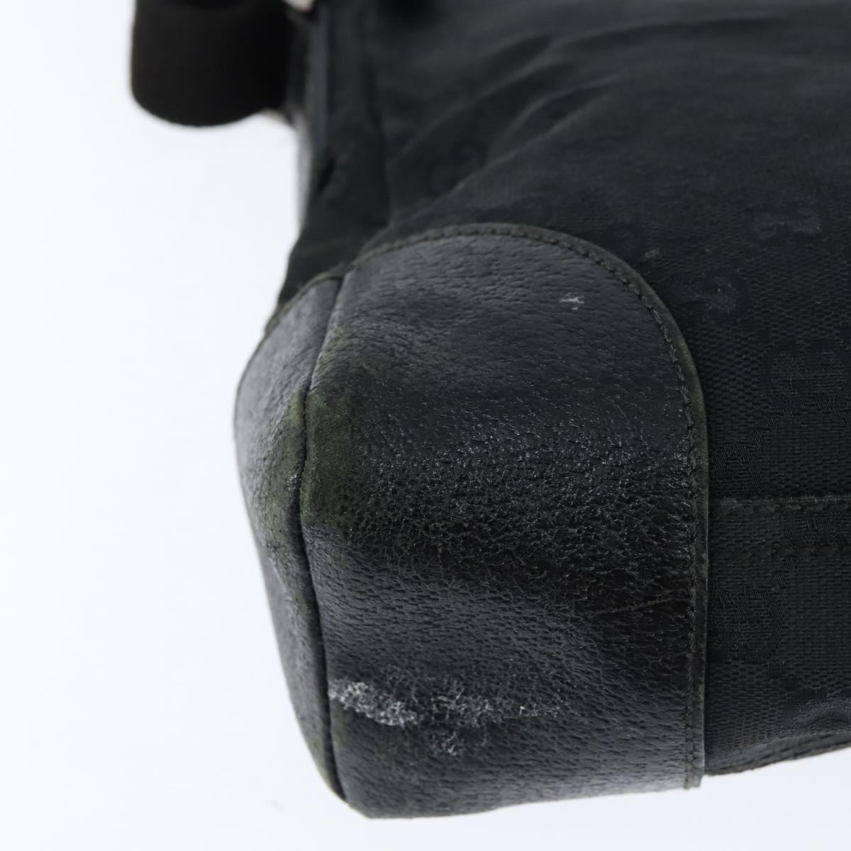 GUCCI GG Canvas Shoulder Bag Black Silver 114273 Auth 147943