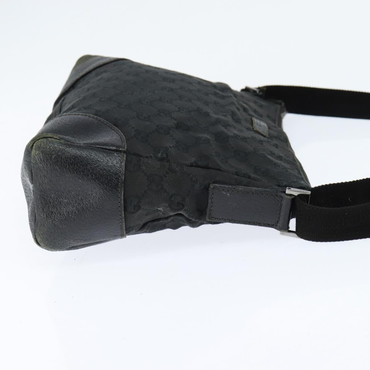 GUCCI GG Canvas Shoulder Bag Black Silver 114273 Auth 147943