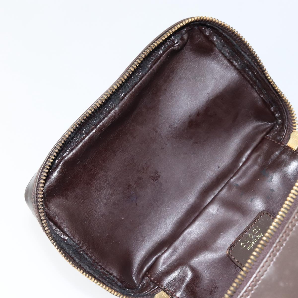 GUCCI Bamboo Vanity Hand Bag Leather Brown Gold 032 1705 0151 Auth 147944