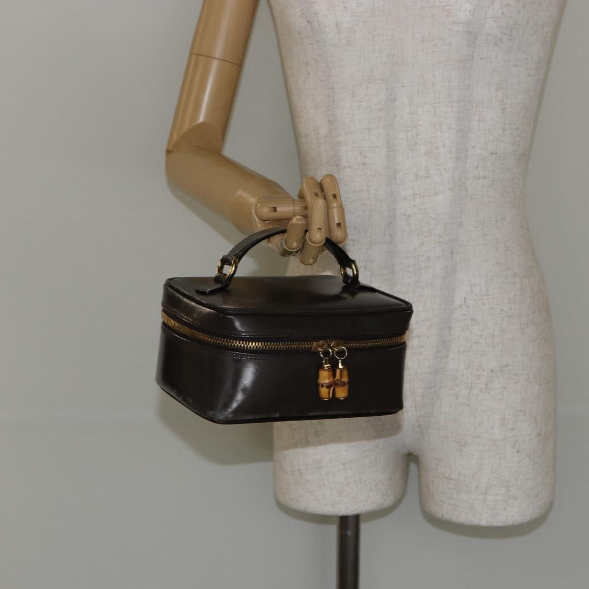 GUCCI Bamboo Vanity Hand Bag Leather Brown Gold 032 1705 0151 Auth 147944