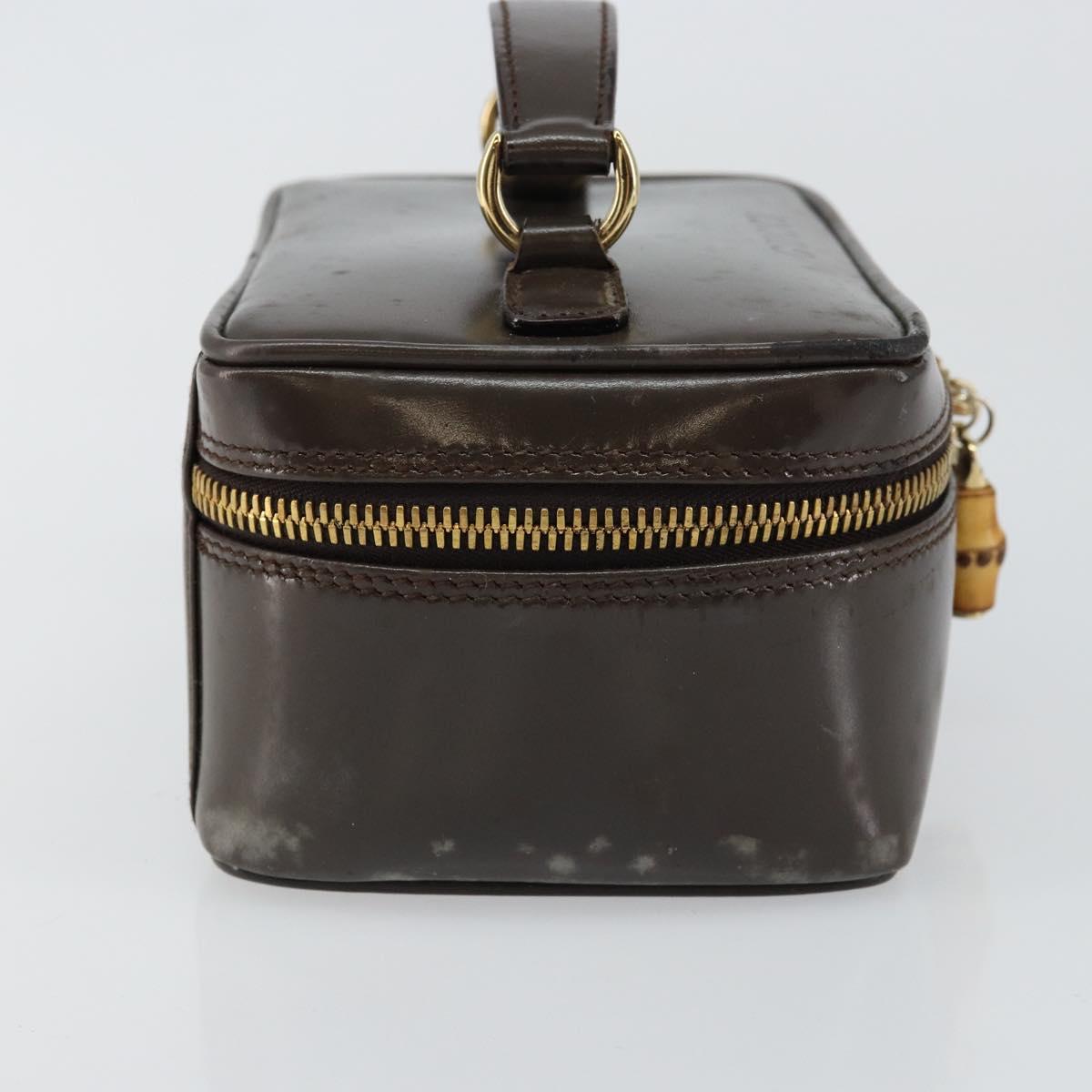 GUCCI Bamboo Vanity Hand Bag Leather Brown Gold 032 1705 0151 Auth 147944