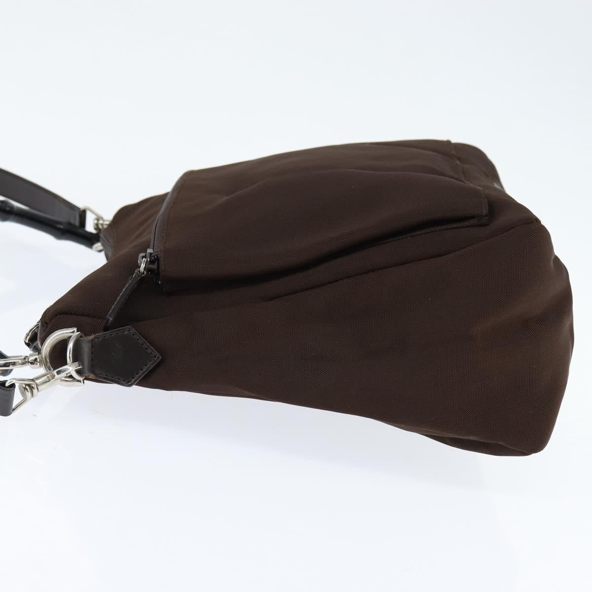 GUCCI Bamboo Hand Bag Nylon 2way Brown Silver 000 2404 Auth 147946