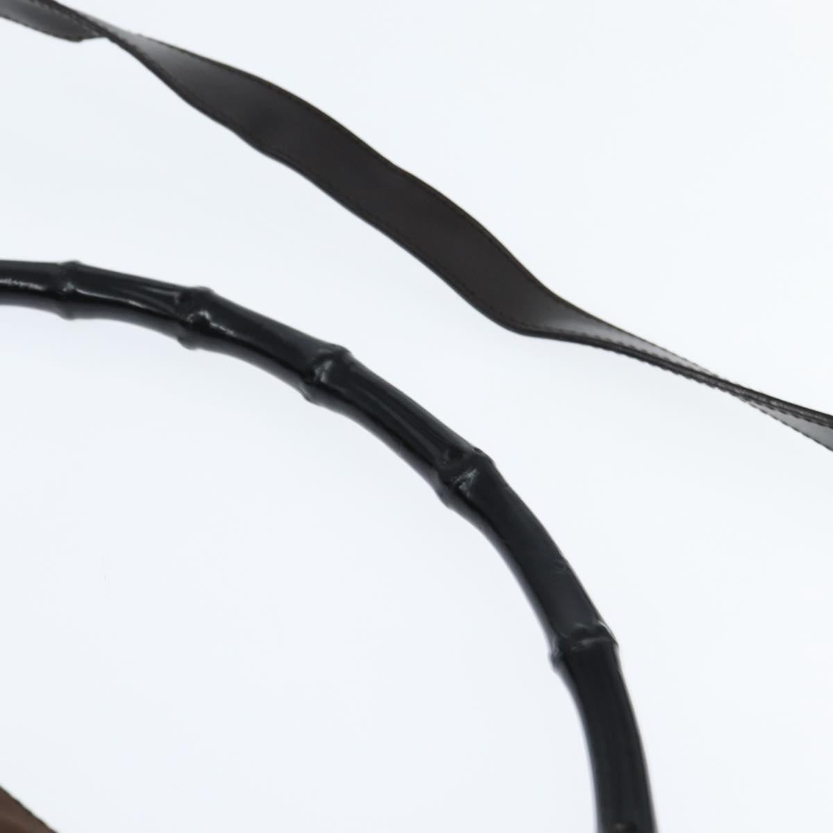 GUCCI Bamboo Hand Bag Nylon 2way Brown Silver 000 2404 Auth 147946