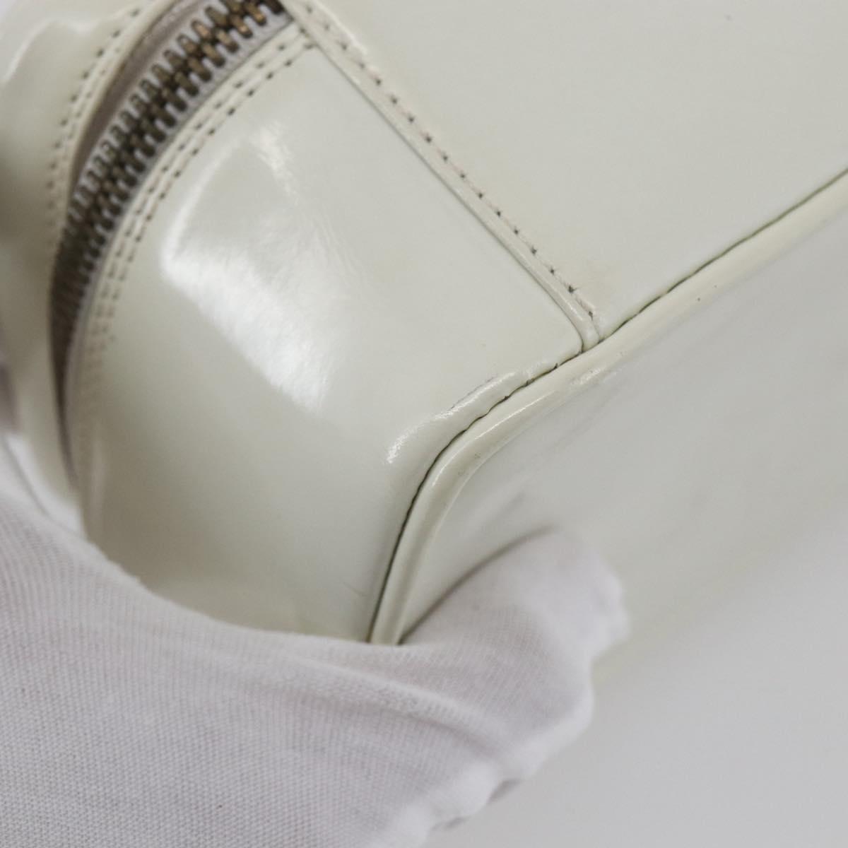 GUCCI Bamboo Vanity Hand Bag Leather White Gold 032 1956 0151 Auth 147948