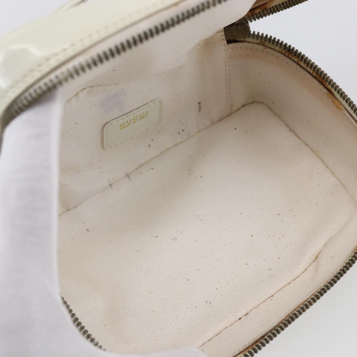 GUCCI Bamboo Vanity Hand Bag Leather White Gold 032 1956 0151 Auth 147948