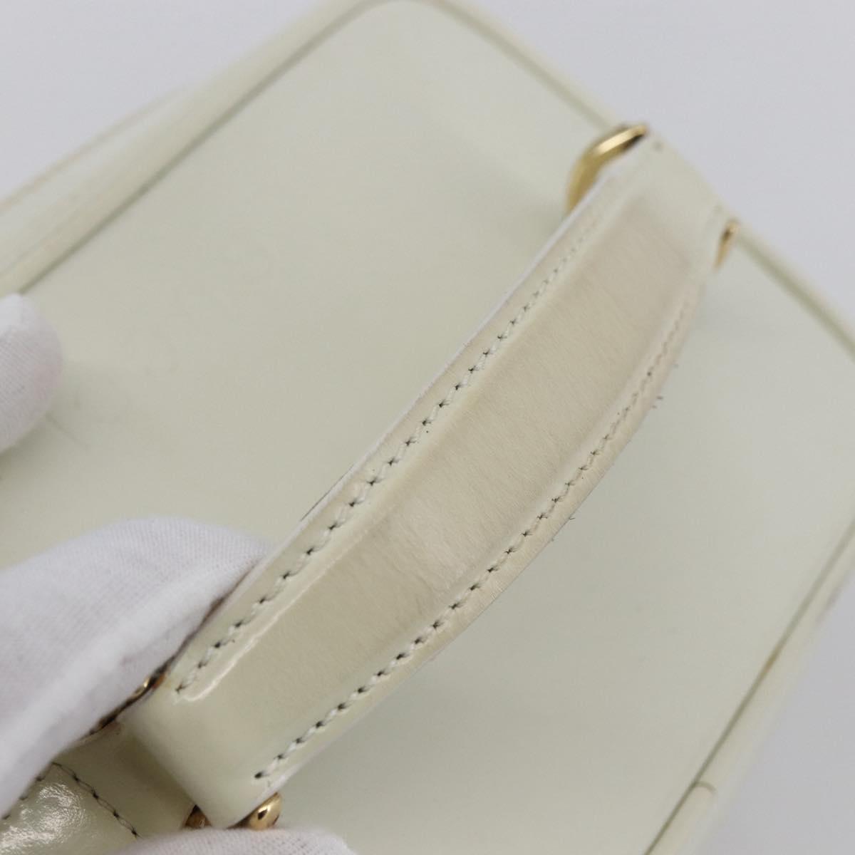 GUCCI Bamboo Vanity Hand Bag Leather White Gold 032 1956 0151 Auth 147948