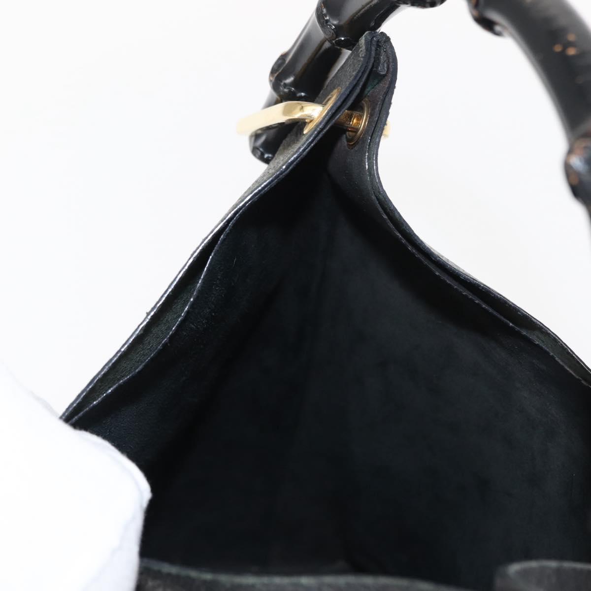 GUCCI Bamboo Shoulder Bag Leather Black Gold 001 2113 1880 Auth 147949