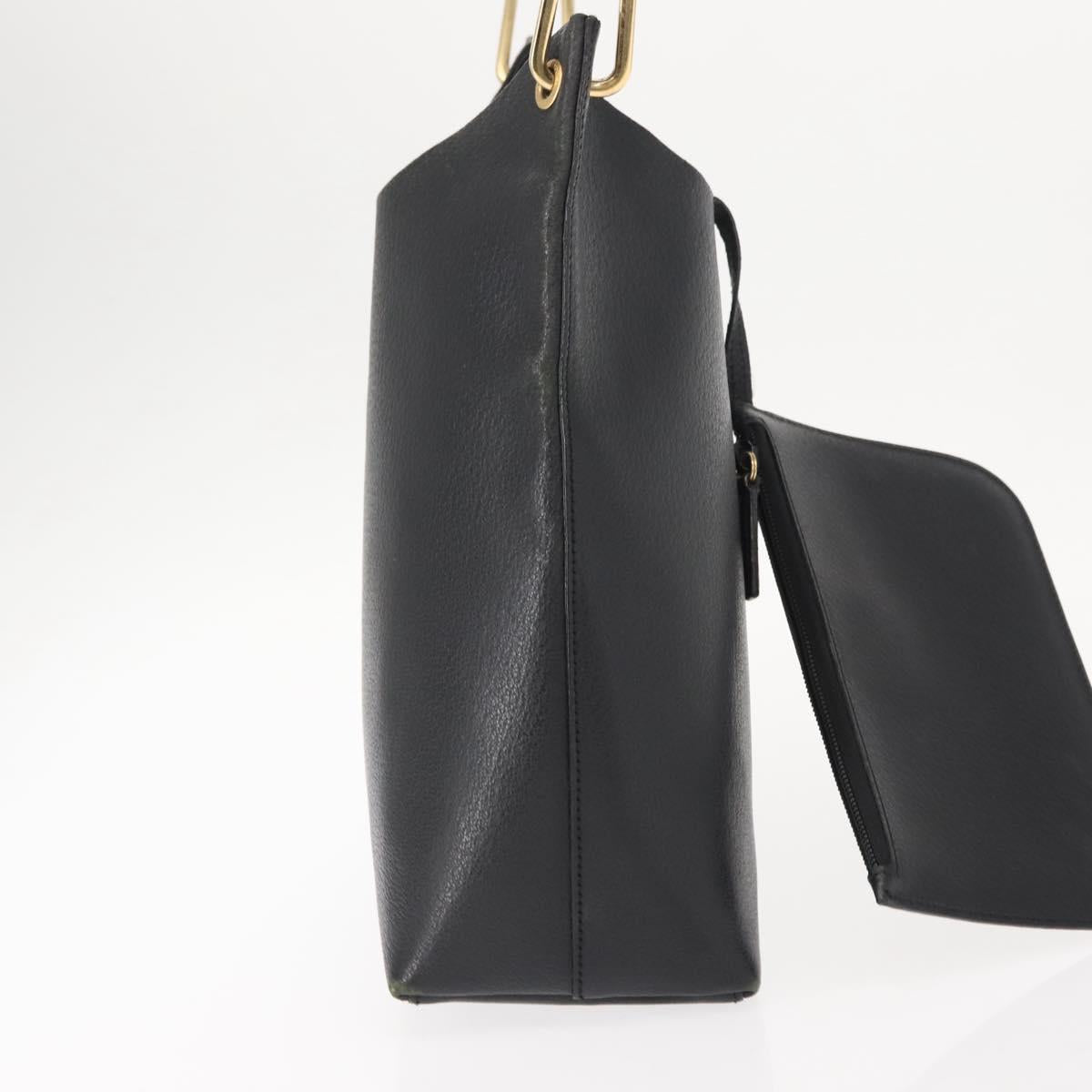 GUCCI Bamboo Shoulder Bag Leather Black Gold 001 2113 1880 Auth 147949