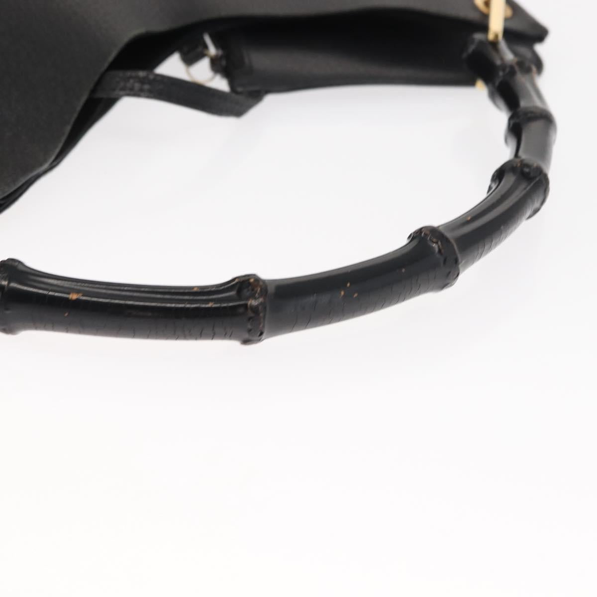 GUCCI Bamboo Shoulder Bag Leather Black Gold 001 2113 1880 Auth 147949