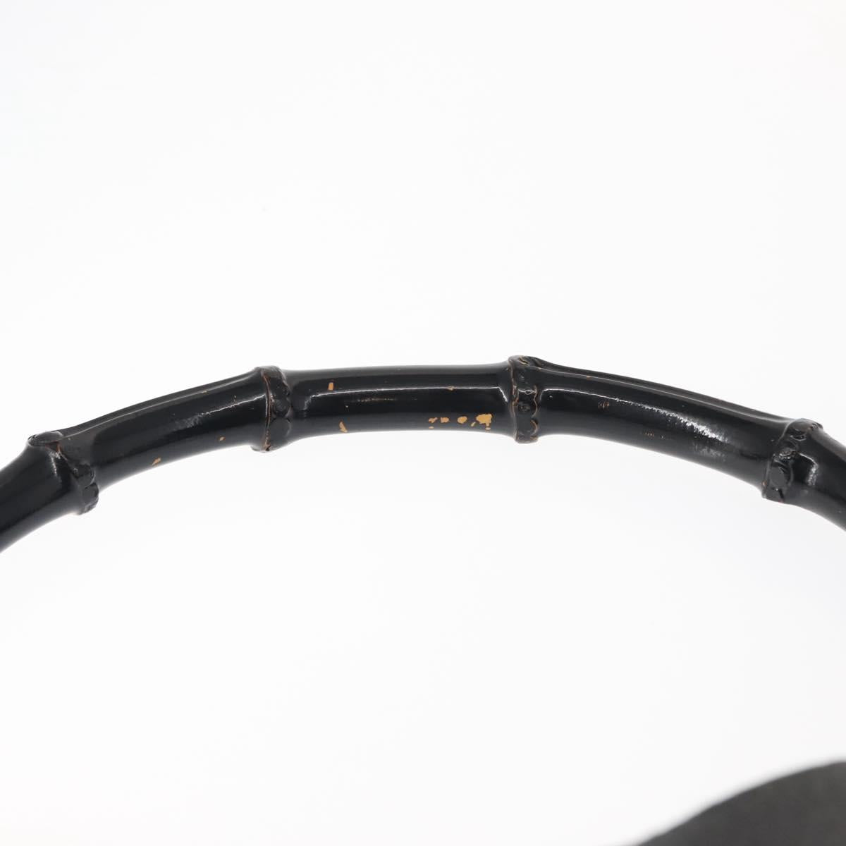 GUCCI Bamboo Shoulder Bag Leather Black Gold 001 2113 1880 Auth 147949